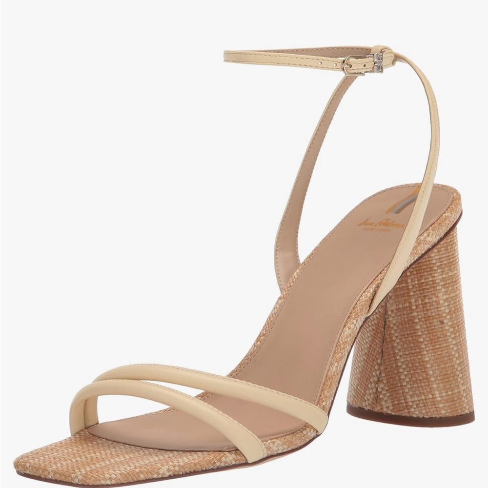 Cream/Rattan Block Heel Sandals